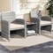 Costway 3 PCS Patio Furniture Set with Tempered Glass Coffee Table & Soft Seat Cushions Gray/Black/White